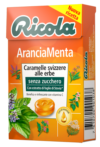 RICOLA ARANCIA MENTA SENZA ZUCCHERO 50 G - Farmaunclick.it