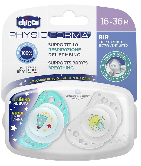 CHICCO SUCCHIETTO AIR LUMI IN SILICONE 16-36 MESI 2 PEZZI - Farmaunclick.it
