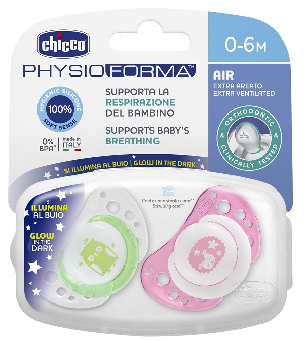 CHICCO SUCCHICCO AIR LUM SILICONE 0-6 MESI 2 PEZZI - Farmaunclick.it