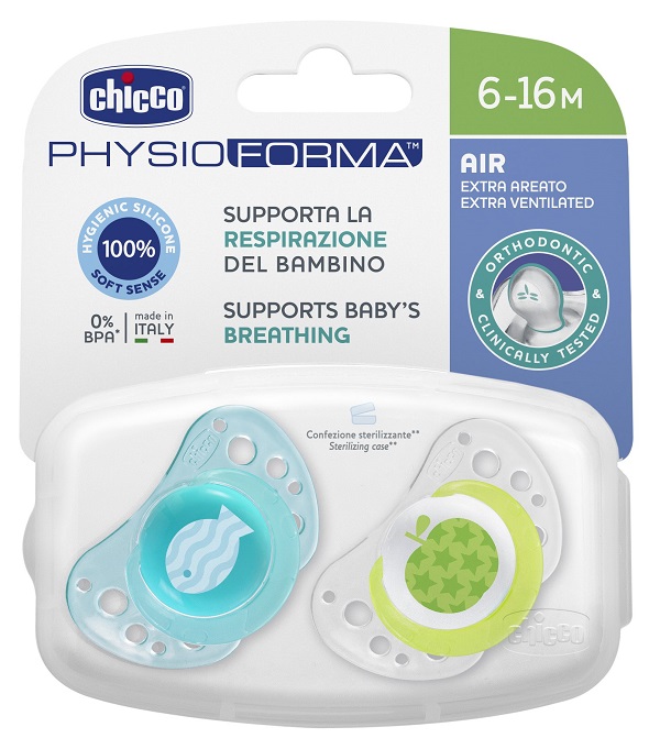 CHICCO SUCCHIETTO AIR BOY IN SILICONE 6-16 MESI 2 PEZZI - Farmaunclick.it