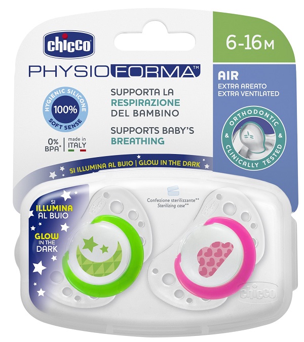 CHICCO SUCCHIETTO AIR LUMI IN SILICONE 6-16 MESI 2 PEZZI - Farmaunclick.it