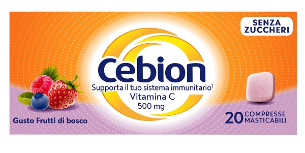 CEBION MASTICABILE SENZA ZUCCHERO VITAMINA C 500 MG 20 COMPRESSE - Farmaunclick.it