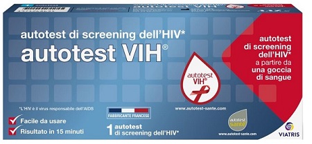 AUTOTEST VIH SCREENING DELL'HIV CONTIENE 1 AUTOTEST + SOLUZIONE + BISTURI + CEROTTO + GARZA + SALVIETTA DISINFETTANTE - Farmaunclick.it