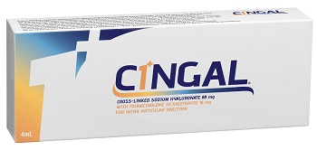 SIRINGA PRERIEMPITA INTRA ARTICOLARE CINGAL 4 ML 22MG/ML ACIDO RETICOLATO CON 4,5 MG/ML TRIAMCINOLONE ESACETONIDE - Farmaunclick.it