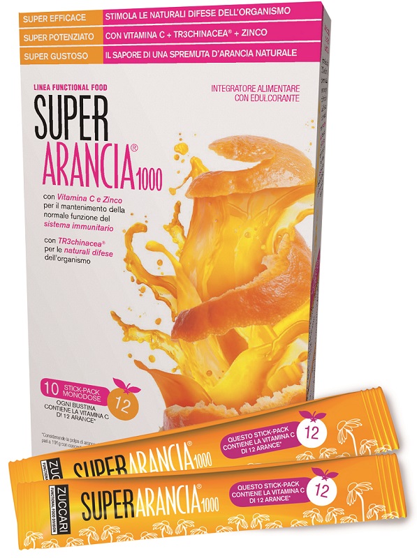 SUPER ARANCIA 1000 10 STICK PACK MONODOSE DA 3,7G INTEGRATORE ALIMENTARE CON EDULCORANTE - Farmaunclick.it