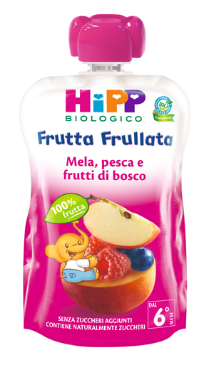 HIPP BIO FRUTTA FRULLATA MELA PESCA FRUTTI DI BOSCO 90 G - Farmaunclick.it