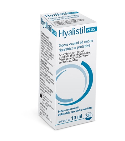 GOCCE OCULARI HYALISTIL PLUS ACIDO IALURONICO 0,4% ACQUA DISTILLATA DI GINKGO BILOBA + MIRTILLO NERO + FINOCCHIO + CENTELLA ASIATICA 10 ML - Farmaunclick.it