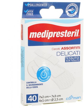 MEDIPRESTERIL CEROTTI DELICATI ASSORTITI 4 FORMATI 40 PEZZI - Farmaunclick.it