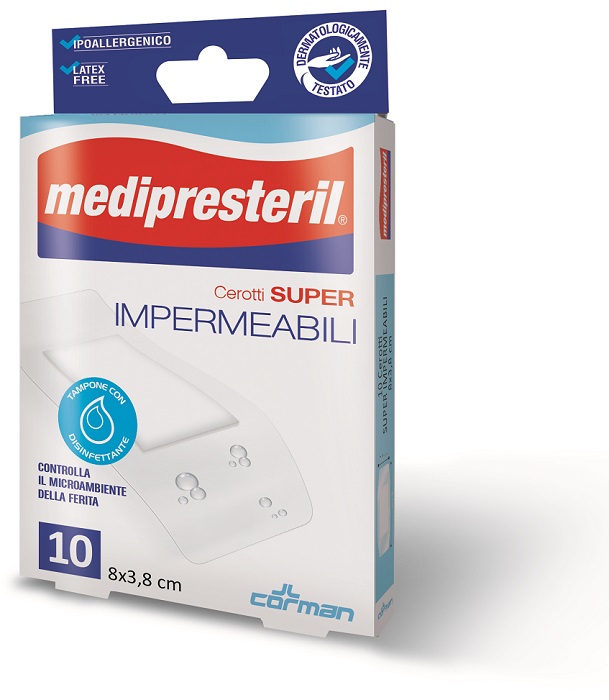 MEDIPRESTERIL CEROTTI IMPERMIABILI SUPER 8 X 3,8 10 PEZZI - Farmaunclick.it