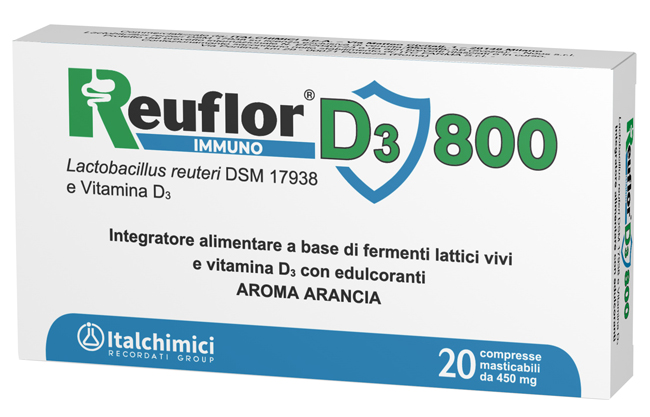 REUFLOR D3 800 20 COMPRESSE MASTICABILI AROMA ARANCIA - Farmaunclick.it