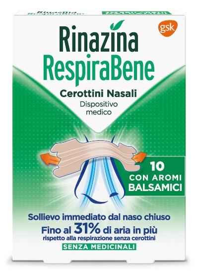RINAZINA RESPIRABENE CEROTTI NASALI CON AROMI BALSAMICI CARTON 10 PEZZI - Farmaunclick.it