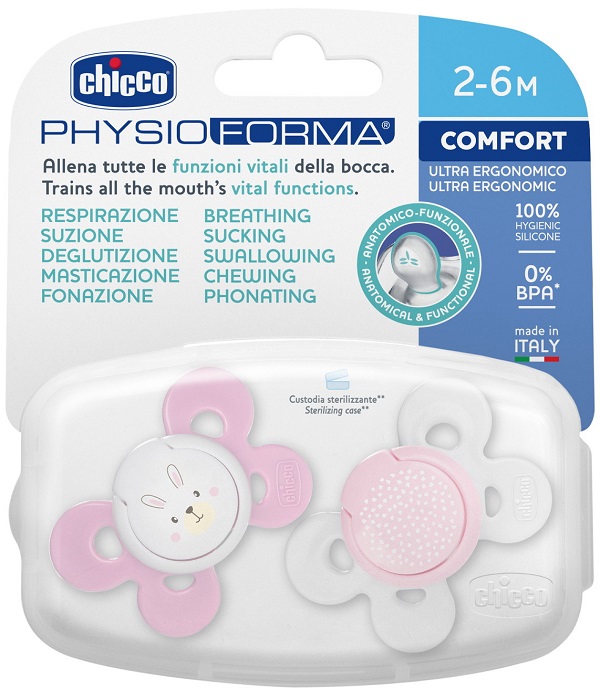 CHICCO SUCCHIETTO COMFORT GIRL SILICONE 0-6 MESI 2 PEZZI - Farmaunclick.it