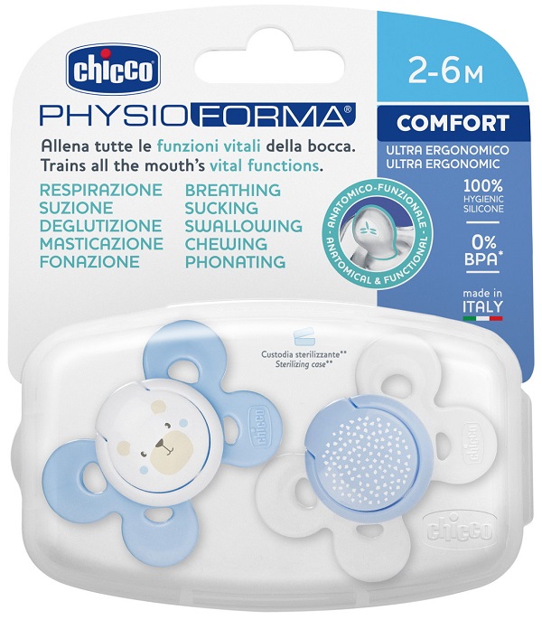 CHICCO SUCCHIETTO COMFORT BOY SILICONE 0-6 MESI 2 PEZZI - Farmaunclick.it
