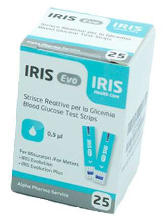 STRISCE MISURAZIONE GLICEMIA IRIS EVO 25 PEZZi - Farmaunclick.it