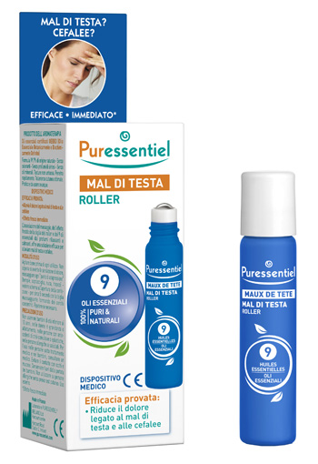 PURESSENTIEL ROLLER MAL DI TESTA AI 9 OLI ESSENZIALI 5 ML - Farmaunclick.it