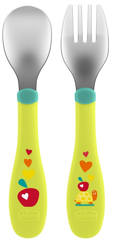 CHICCO POSATE INOX 18M+ VERDE - Farmaunclick.it