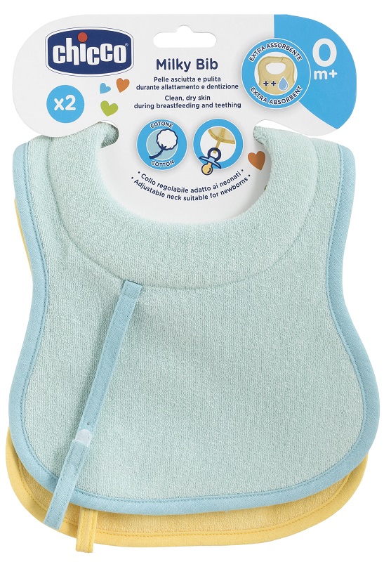 CHICCO BAVAGLINE 0M+ 2PZ AZZURRO - Farmaunclick.it