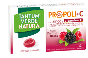 TANTUM VERDE NATURA PROPOLI+C CON ZINCO E VITAMINA C 15 PASTIGLIE GOMMOSE GUSTO FRUTTI DI BOSCO - Farmaunclick.it
