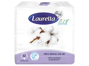 ASSORBENTE LAURELLA IN COTONE ULTRA GIORNO CON ALI 12 PEZZI - Farmaunclick.it
