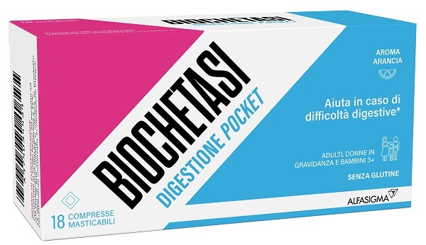 BIOCHETASI DIGESTIONE POCKET 18 COMPRESSE MASTICABILI - Farmaunclick.it
