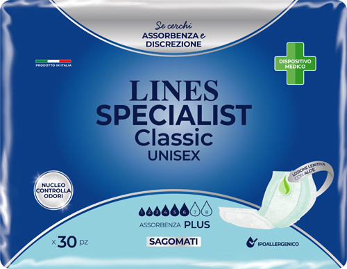 PANNOLONE SAGOMATO LINES SPECIALIST CLASSIC PLUS 30 PEZZI - Farmaunclick.it