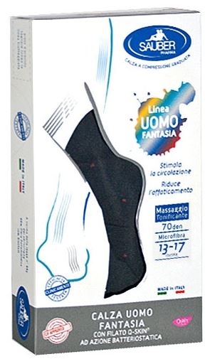 SAUBER CALZA UOMO FANTASIA Q-SKIN 70 DEN BLU POIS ROSSI TAGLIA M - Farmaunclick.it