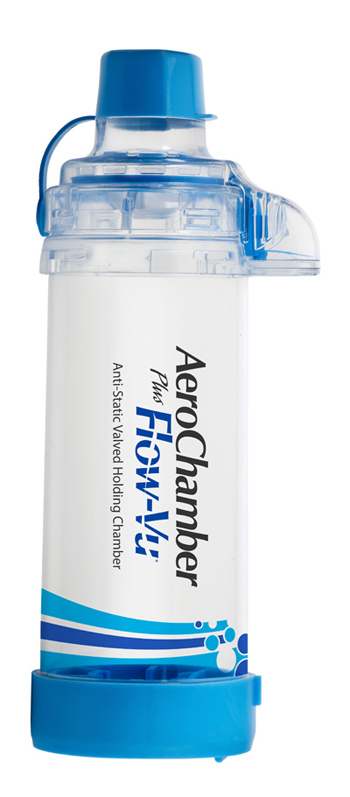 CAMERA DISTANZIATRICE ANTISTATICA AEROCHAMBER PLUS FLOWVU CON BOCCAGLIO PER ADULTI BLU - Farmaunclick.it