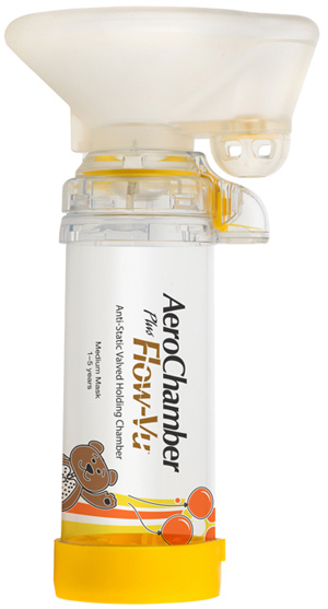 CAMERA DISTANZIATRICE ANTISTATICA AEROCHAMBER PLUS FLOWVU MASCHERA PEDIATRICA MEDIUM 1-5 ANNI GIALLO - Farmaunclick.it