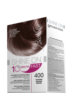 BIONIKE SHINE ON FAST TRATTAMENTO COLORANTE CAPELLI CASTANO 400 60 ML + TUBO 60 ML - Farmaunclick.it