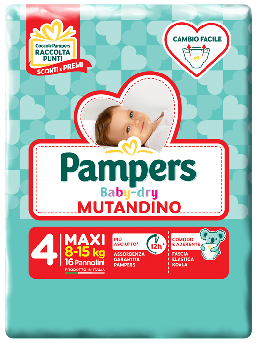 PAMPERS BABY DRY MUTANDINO SM TAGLIA 4 MAXI SMALL PACK 16 PEZZI - Farmaunclick.it