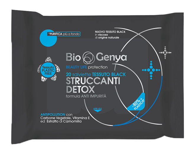BIOGENYA BEAUTY LIFE PROTECTION 20 SALVIETTE TESSUTO BLACK STRUCCANTI DETOX - Farmaunclick.it