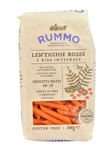 RUMMO PENNETTE RIGATE N 70 LENTICCHIE ROSSE E RISO INTEGRALE 300 G - Farmaunclick.it