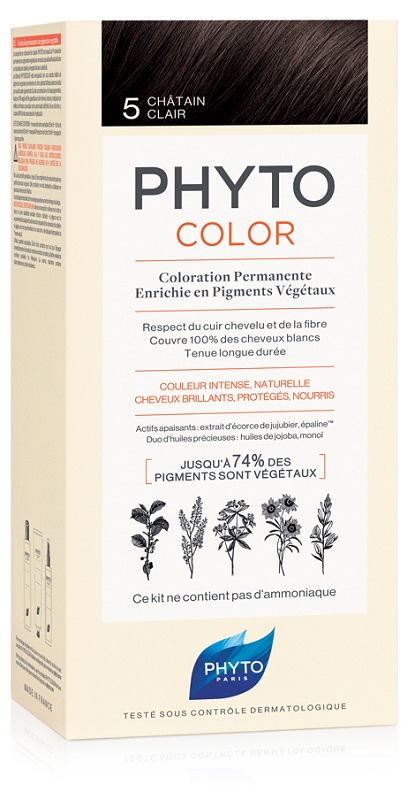 PHYTOCOLOR 5 CASTANO CHIARO 1 LATTE + 1 CREMA + 1 MASCHERA + 1 PAIO DI GUANTI - Farmaunclick.it
