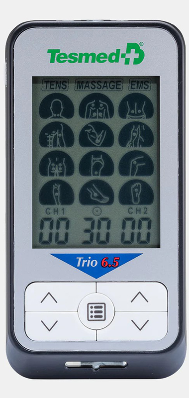 ELETTROSTIMOLATORE TERAPEUTICO TESMED TRIO 6,5 A 2 CANALI E 4 ELETTODI - Farmaunclick.it
