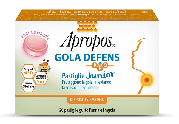 APROPOS GOLA DEFENS PRO 20 PASTIGLIE JUNIOR PANNA FRAGOLA - Farmaunclick.it