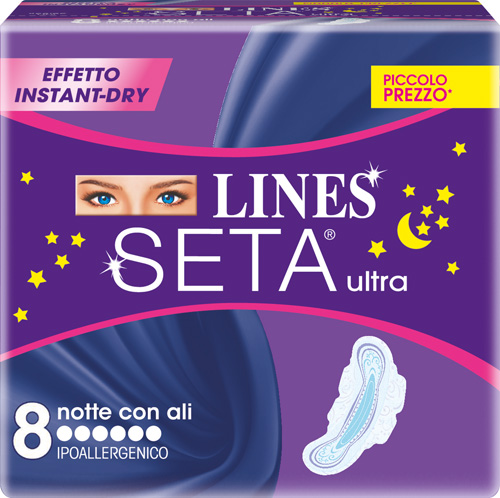 LINES SETA ULTRA ASSORBENTI DA NOTTE 8 PEZZI - Farmaunclick.it