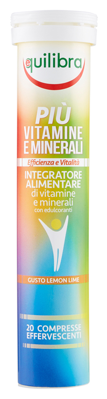 PIU' VITAMINE E MINERALI GUSTO LEMON LIME 20 COMPRESSE EFFERFESCENTI - Farmaunclick.it
