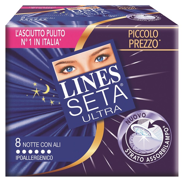 LINES SETA ULTRA ASSORBENTI CON ALI NOTTE 10 PEZZI - Farmaunclick.it