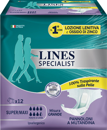 LINES SPECIALIST PANNOLONE A MUTANDA GRANDE 12  PEZZI - Farmaunclick.it