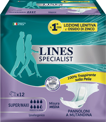 LINES SPECIALIST PANNOLONE A MUTANDA MEDIA 12 PEZZI - Farmaunclick.it