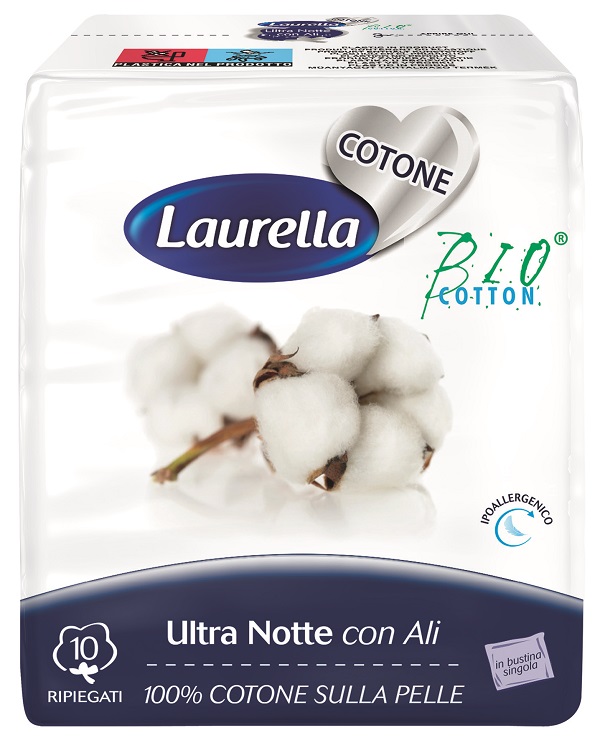 ASSORBENTE LAURELLA PER DONNA IN COTONE ULTRA ALI NOTTE 10 PEZZI - Farmaunclick.it