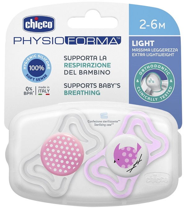 CHICCO SUCCHIETTO LIGHT GIRL SILICONE 2-6 MESI 2 PEZZI - Farmaunclick.it