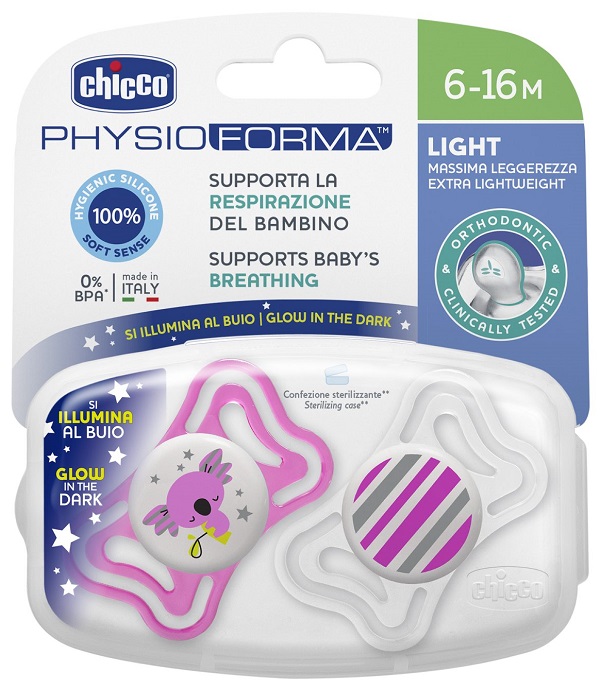 CHICCO SUCCHIETTO LIGHT LUMINOSO SILICONE 6-16 MESI 2 PEZZI - Farmaunclick.it
