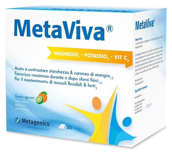 METAVIVA MAGNESIO POTASSIO VITAMINA C 20 BUSTINE - Farmaunclick.it