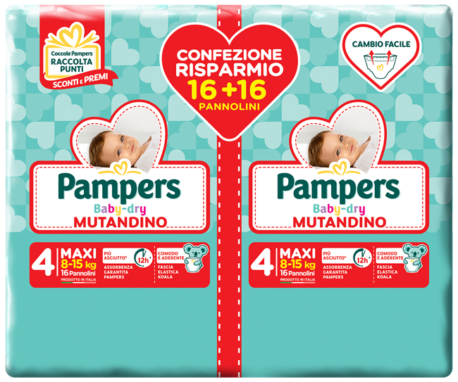 PAMPERS BABY DRY PANNOLINO A MUTANDINA DUO DWCT MAXI 32 PEZZI - Farmaunclick.it
