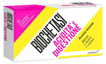 BIOCHETASI ACIDITA' E DIGESTIONE 20 COMPRESSE MASTICABILI AROMA LIMONE - Farmaunclick.it