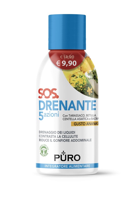 PURO DRENANTE 5 AZIONI CON BAOBAB GUSTO ANANAS 500 ML - Farmaunclick.it