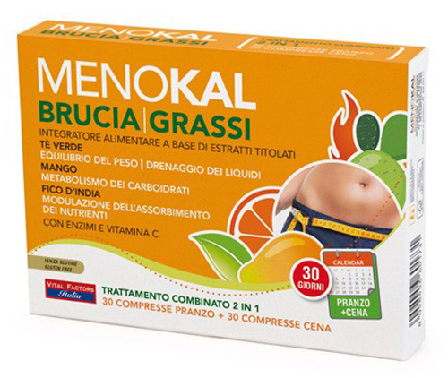 MENOKAL BRUCIAGRASSI 30 COMPRESSE PRANZO + 30 COMPRESSE CENA - Farmaunclick.it