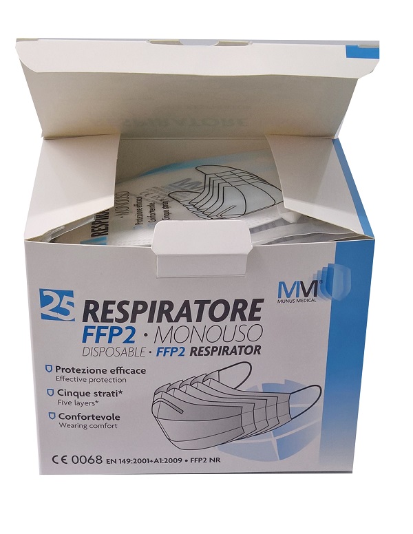 RESPIRATORE MUNUS MEDICAL FFP2 25 PEZZI - Farmaunclick.it