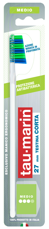 TAUMARIN PROFESSIONAL SPAZZOLINO 27 MEDIO TESTINA CORTA PROTEZIONE ANTIBATTERICA - Farmaunclick.it